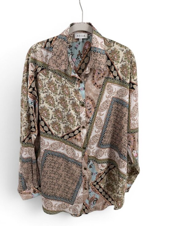 Acoa Tops - ACOA Womens Top Bandana Print Oversized Button Up Whimsigoth Boho Chic Small